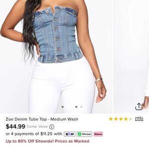 Fashion Nova Zoe Denim Tube Top - Medium Wash